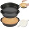 8" Round Cake Pan, 3PCS Nonstick Cake Pans with 100 PCS Parchment Paper, Carbon Steel Cake Baking Pans with Handle, Dishwasher Safe